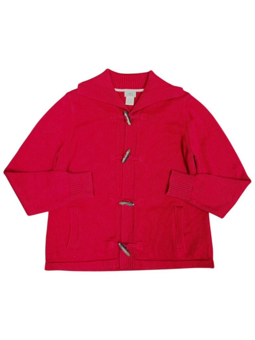 L.L. BEAN Women's EUC Cotton Knit Toggle Front Sweater Red | Size XL - Picture 2 of 7